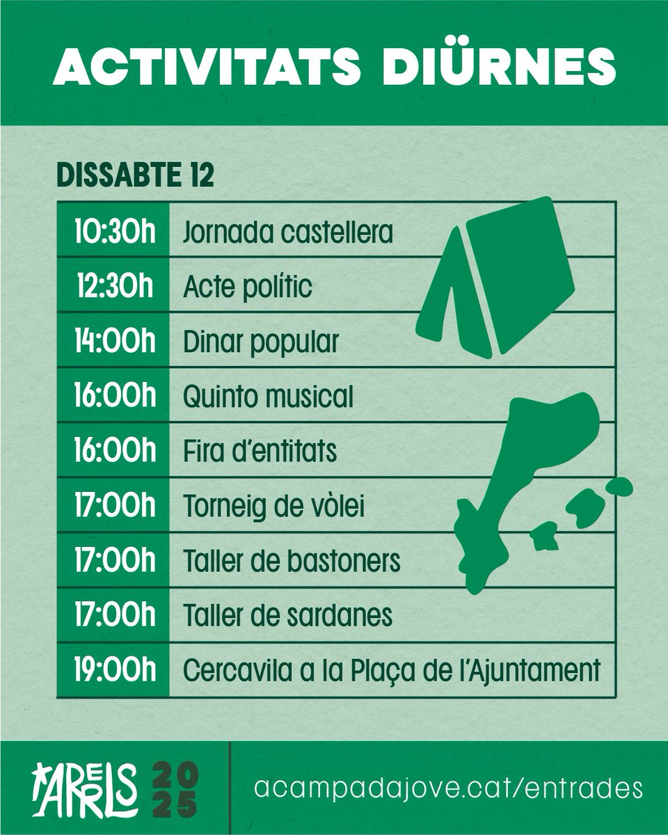 Horaris de les activitats d’ARRELS!🌱🥳

Ens veiem divendres 11 i dissabte 12 de juliol a Sant Sadurní d’Anoia i comencem amb la Festa Major de l’Acampada Jove😉🌱💖
#GanesdArrelarnos #GanesdAcampada