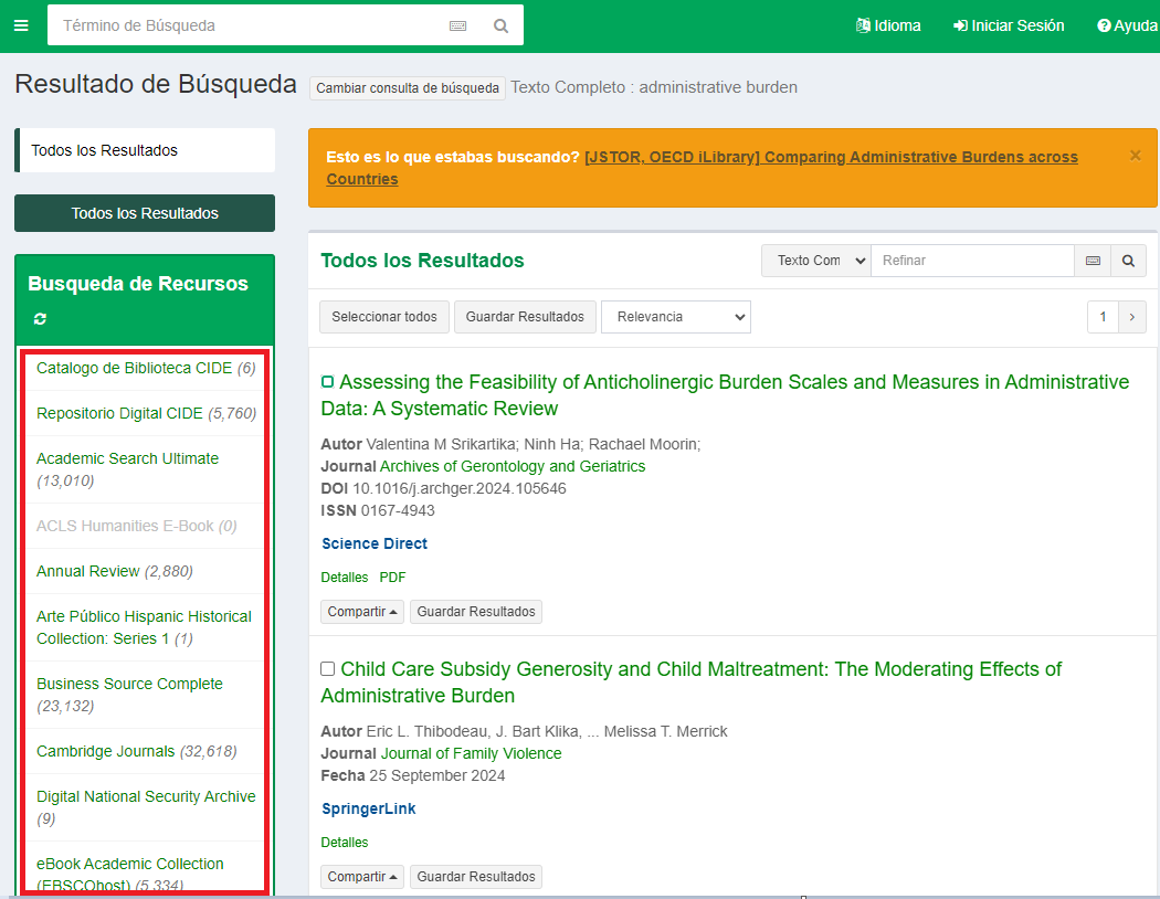 BibliotecaCIDE's tweet image. 🔎 En BiblioCIDE Global (itmsii.libsteps.com/CIDE/index.php…) puedes buscar de forma simultánea en la mayoría de los recursos electrónicos que suscribimos.
Una sola búsqueda, muchas fuentes. ¡Explóralo y encuentra lo que necesitas! 📚✨