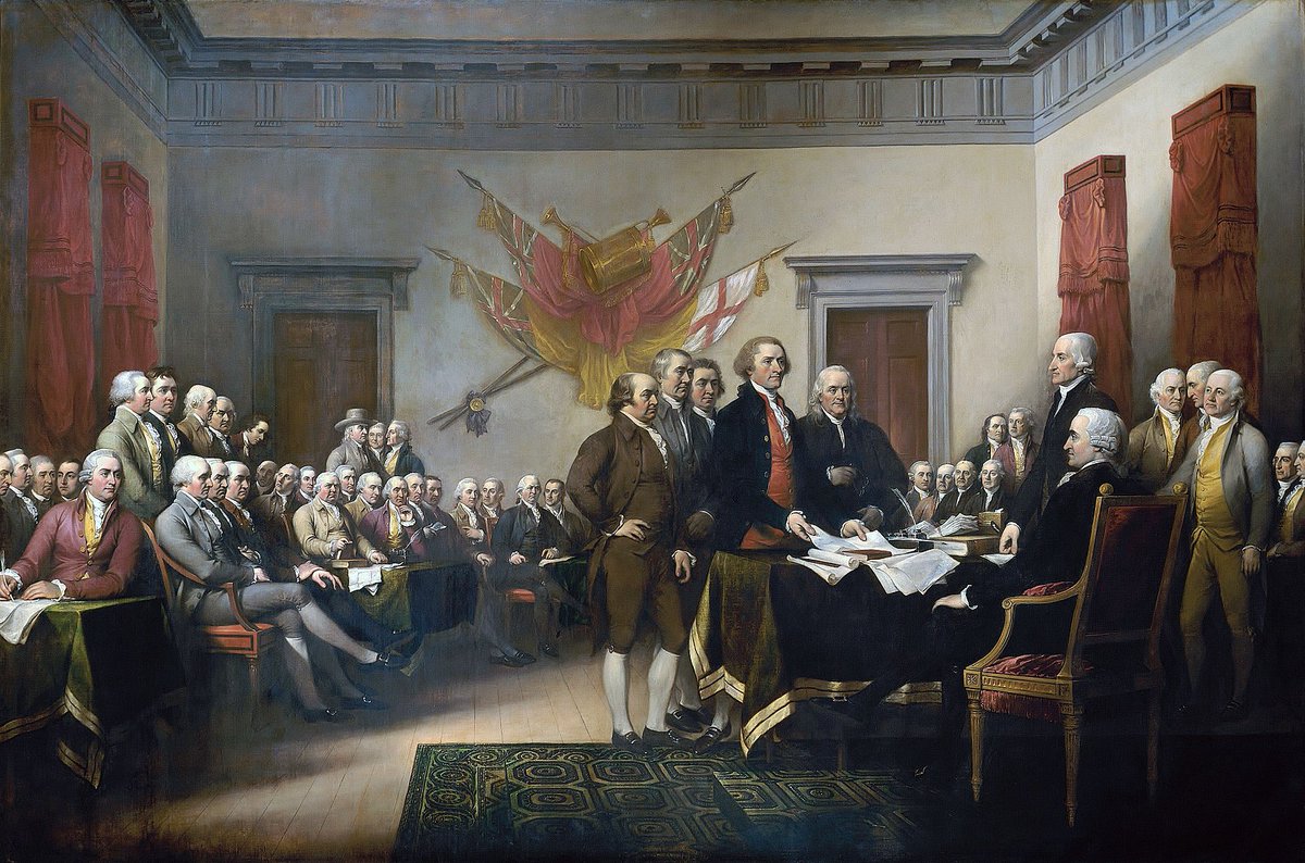 LoCocoforJudge's tweet image. Today we rightly celebrate our freedom with fireworks, parades, and fanfare. But amidst all the happy noise we also remember the dread quiet that accompanied the actual signing of the Declaration of Independence from British rule:
"Do you recollect the pensive and awful silence…