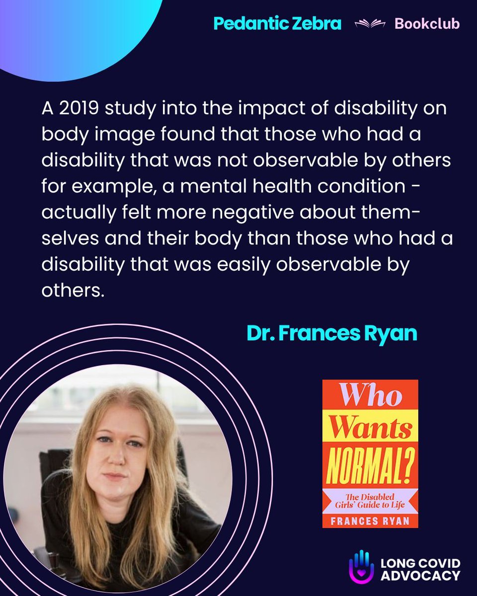 Long Covid Advocacy 💙 (@longcovidadvoc) on Twitter photo 💙📚 This week the #pedanticzebra book club chapter looks at BODY IMAGE
<a href="/DrFrancesRyan/">Frances Ryan</a> makes this poignant point about self-esteem for those with 'invisible' disabilities
👉Something important for those with #longcovid & #pwME
(+ full of ME represention ✊💙) 💙📚 This week the #pedanticzebra book club chapter looks at BODY IMAGE
<a href="/DrFrancesRyan/">Frances Ryan</a> makes this poignant point about self-esteem for those with 'invisible' disabilities
👉Something important for those with #longcovid & #pwME
(+ full of ME represention ✊💙)