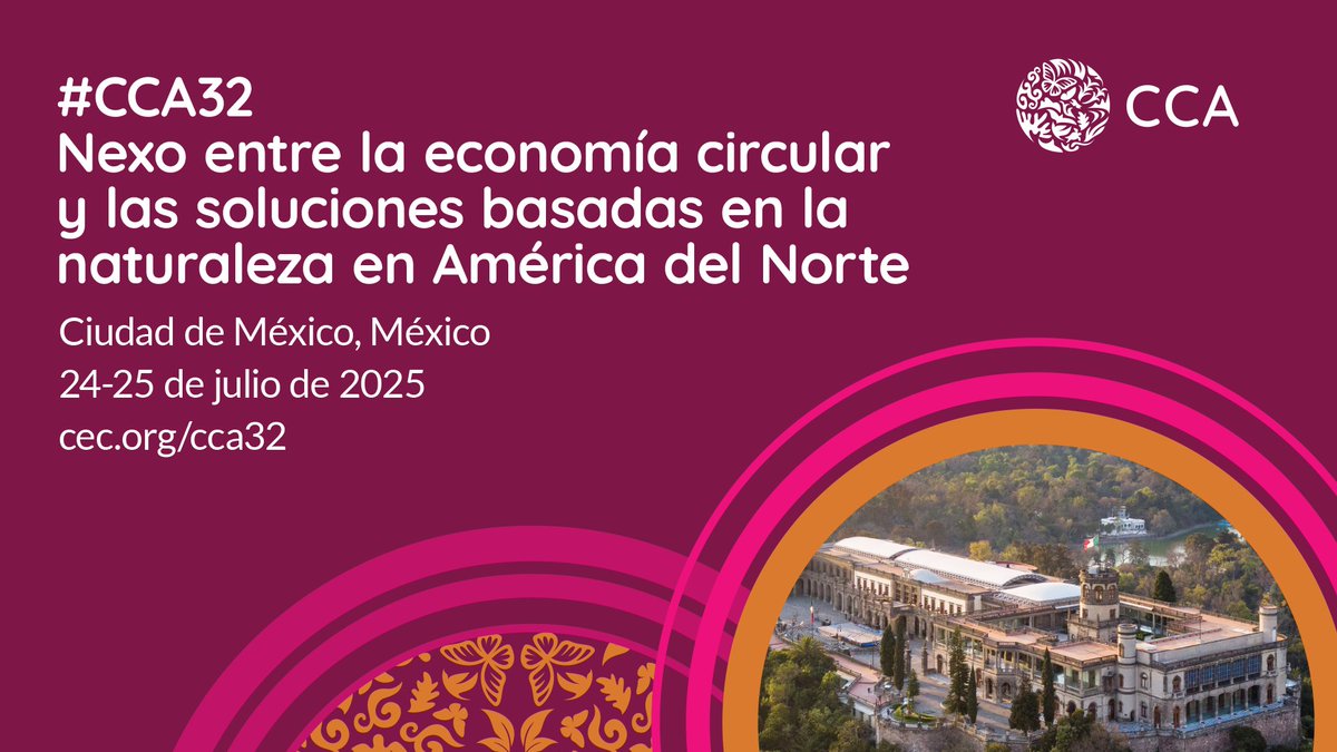 Comisión para la Cooperación Ambiental (@cca_espanol) on Twitter photo ♻️🌎 ¡Regístrate hoy mismo para #CCA32!
📌📅 Viernes 25 de julio: sesión de Consejo
“Nexo entre la #EconomíaCircular y las soluciones basadas en la naturaleza en América del Norte”
Regístrate en línea en #CCA32:
👉cec.org/es/eventos/cca… ♻️🌎 ¡Regístrate hoy mismo para #CCA32!
📌📅 Viernes 25 de julio: sesión de Consejo
“Nexo entre la #EconomíaCircular y las soluciones basadas en la naturaleza en América del Norte”
Regístrate en línea en #CCA32:
👉cec.org/es/eventos/cca…