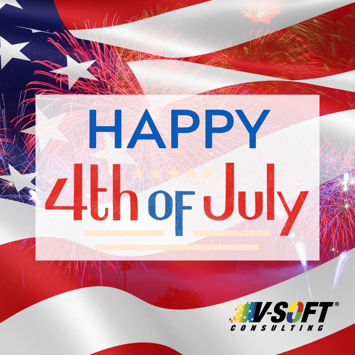 🎆From all of us at V-Soft, we wish you a day full of joy, gratitude, and inspiration. Let’s continue to build a future as bright as the fireworks lighting up the sky tonight! 💙❤️

#Happy4thOfJuly #IndependenceDay #VSoftConsulting #USA #Patriotic #RedWhiteAndBlue