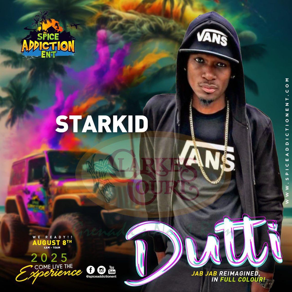 GrenadaCD's tweet photo. 🎧🔥 Introducing StarKid to Dutti Jab Jab Reimagined in Color 🎨💥

📍 Magazine Beach Concrete Strip
🗓️ Friday, August 8th | 4AM – 10AM | $80 EC $35 USD
🎟️ https://t.co/r3tnekmoaI
🍹 Free Clarke’s Court Rum Punch on entry! https://t.co/5FqpBtVSjH