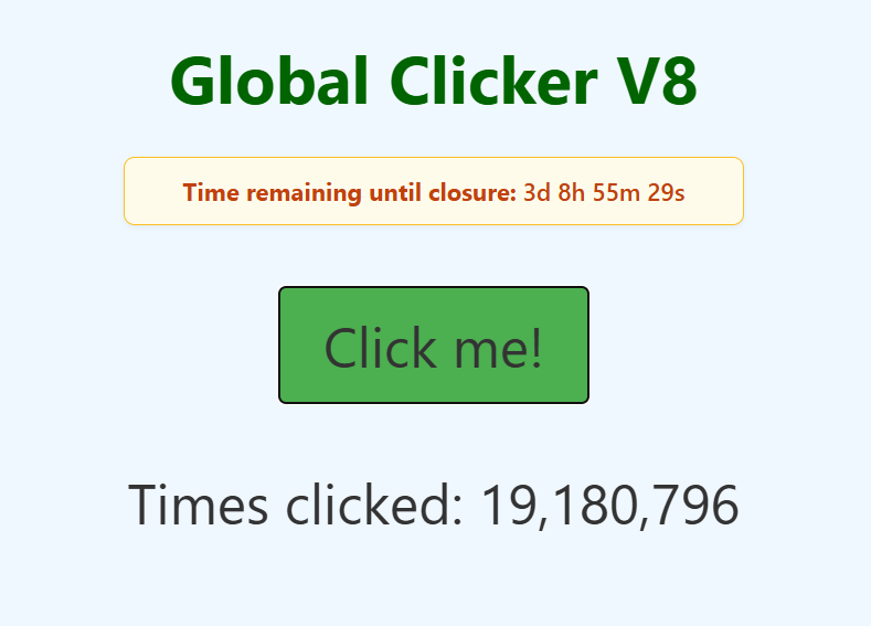 superplaycounts's tweet photo. Global Clicker v8 is closing, BUT
Do you think we will reach 20,000,000 clicks before it closes? #globalclicker #superplaycounts #close https://t.co/0cGjm2Vgyc