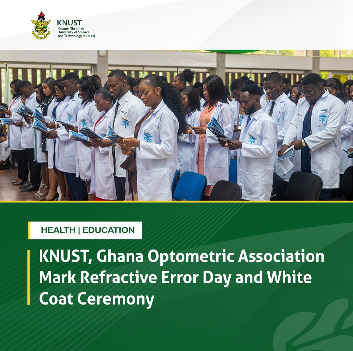 Held under the theme “Bridging the Gap: Dispelling Refractive Error Myths to Improve Access,” the event highlighted national efforts to raise awareness, debunk misconceptions, and expand access to eye care services across Ghana.

Learn more here⬇️
knust.edu.gh/news/news-item…