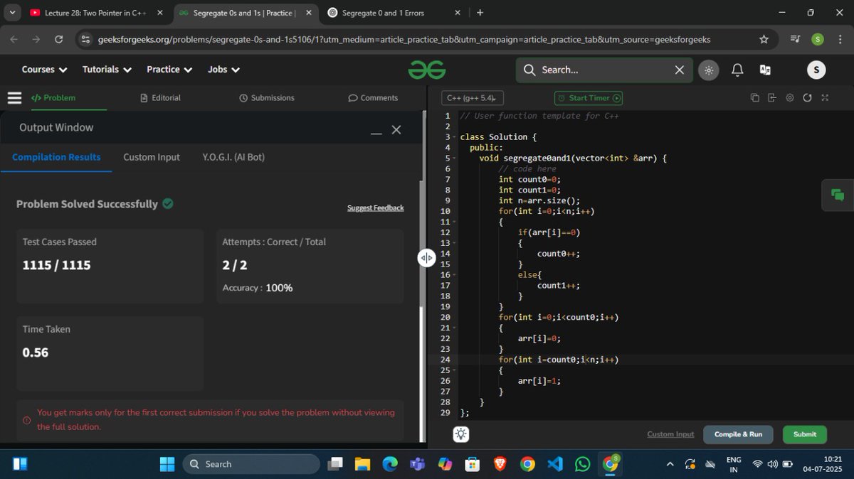 Samir_kumar19's tweet photo. Break Mode ON — Back to JEE grind vibes! 💪
Day 1
1️⃣ Solved 2 problems: segregate 0s &amp; 1s, LC 167 (two-pointer)
2️⃣ Started React series by @rohit_negi9
3️⃣ Revised CSS
⏱ Worked 3–4 hrs, aiming for 5–6
⚡ Productivity: Medium

#CodingJourney #ReactJS #WebDev #LeetCode #BreakGoals https://t.co/oFGIDv51I8