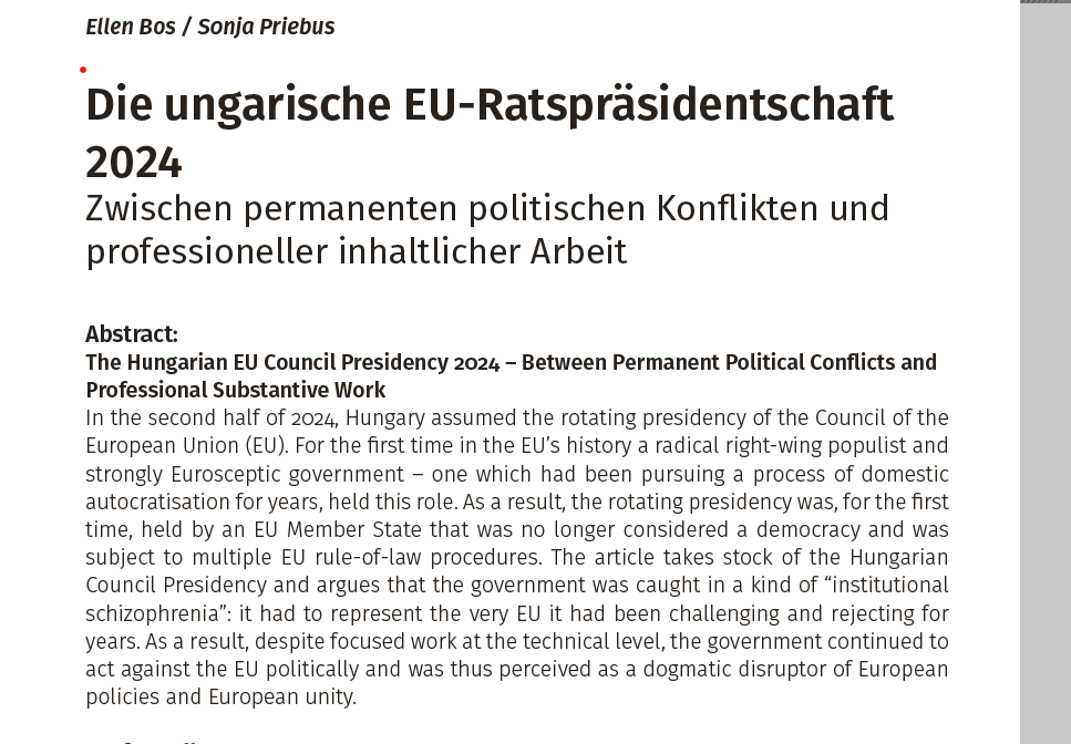Sonja Priebus (@sonjapriebus) on Twitter photo Vor fast genau einem Jahr übernahm Ungarn die EU-Ratspräsidentschaft. In unser Analyse in den Südosteuropa-Mitteilungen <a href="/sudosteuropa/">Südosteuropa-Gesellschaft</a> ziehen Ellen Bos <a href="/andrassyuni/">Andrássy Universität</a> und ich Bilanz. Vor fast genau einem Jahr übernahm Ungarn die EU-Ratspräsidentschaft. In unser Analyse in den Südosteuropa-Mitteilungen <a href="/sudosteuropa/">Südosteuropa-Gesellschaft</a> ziehen Ellen Bos <a href="/andrassyuni/">Andrássy Universität</a> und ich Bilanz.