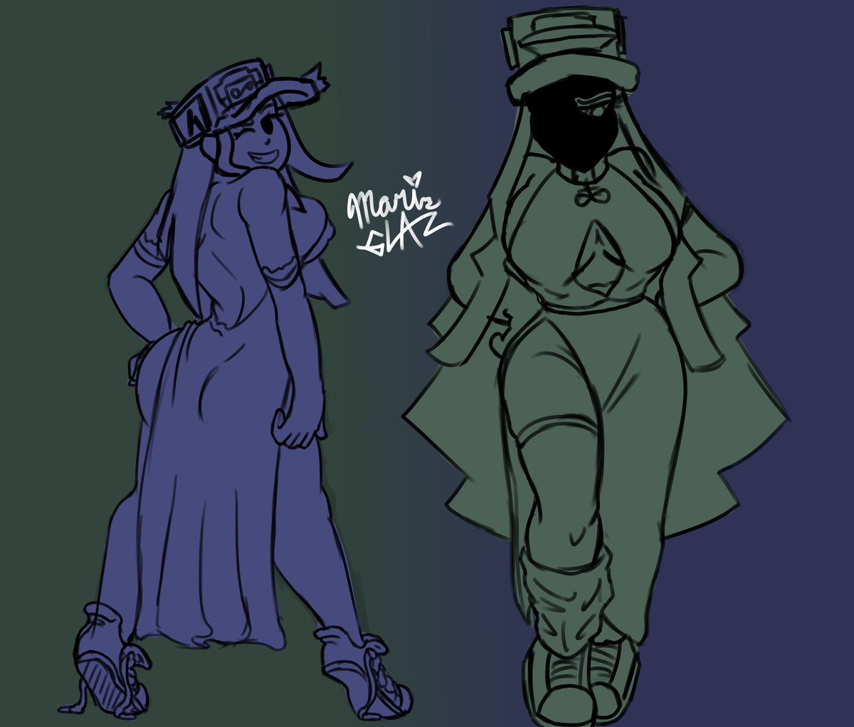 haven't drawn cassette girl and cassette goon for so long.