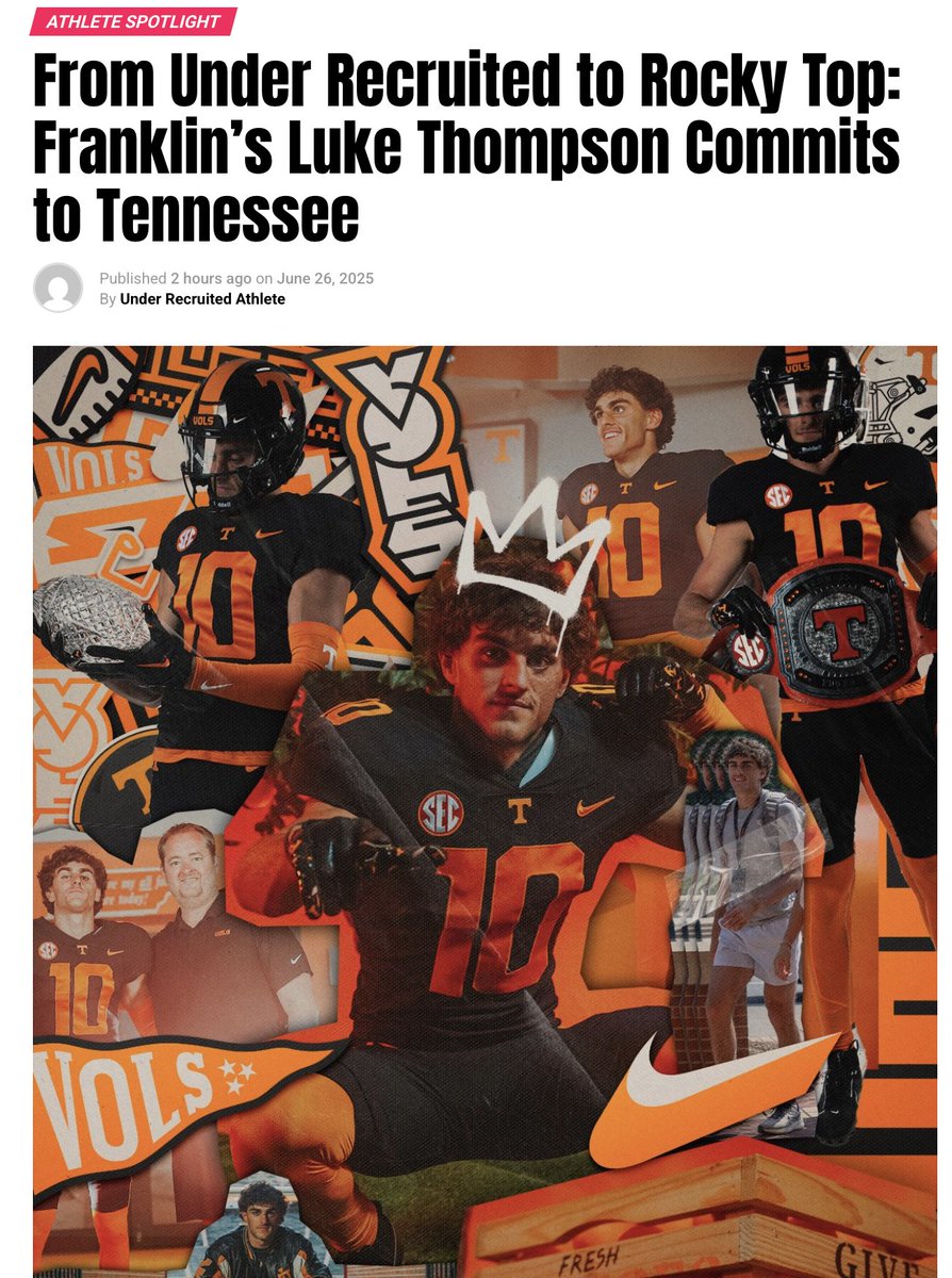 Under Recruited Sport Show (@urasportsshow) on Twitter photo Meet Tennessee's New Weapon
Article underrecruitedathlete.com/ut-commit-luke…
<a href="/elitefootballac/">EliteTalentFootball</a> <a href="/smsbacademy/">SoundMind SoundBody®</a> <a href="/CoachTBarr/">#BESTAVAILABLE</a> <a href="/vlogs_flow/">MillerFlowVlogs</a> <a href="/TheDego16/">Luke Thompson</a> <a href="/FHSAdmiralsFB/">Franklin Football</a> Meet Tennessee's New Weapon
Article underrecruitedathlete.com/ut-commit-luke…
<a href="/elitefootballac/">EliteTalentFootball</a> <a href="/smsbacademy/">SoundMind SoundBody®</a> <a href="/CoachTBarr/">#BESTAVAILABLE</a> <a href="/vlogs_flow/">MillerFlowVlogs</a> <a href="/TheDego16/">Luke Thompson</a> <a href="/FHSAdmiralsFB/">Franklin Football</a>