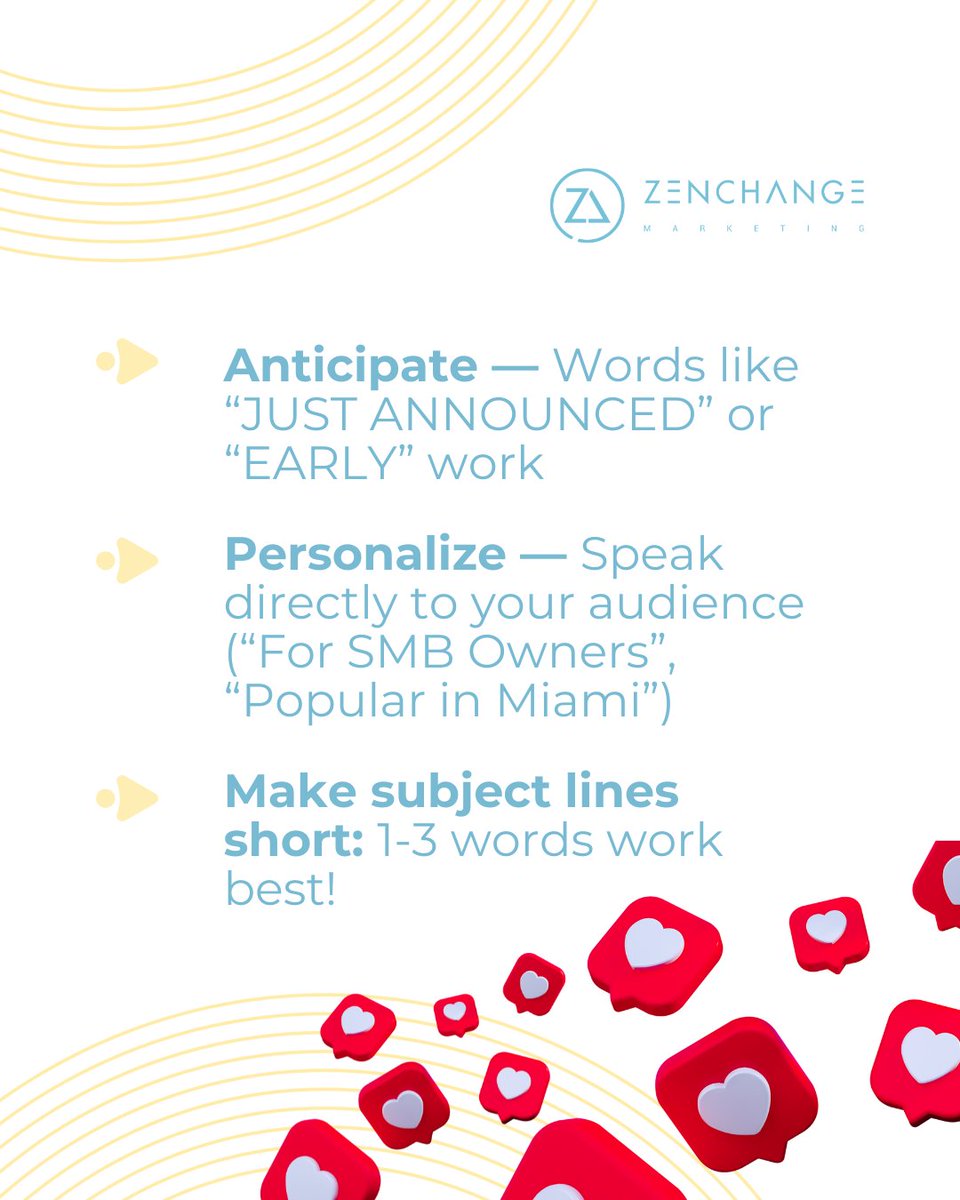 Crafting your subject lines with intention is key to getting your emails opened. Here are a few more pro tips:

📌 Use first-person CTA buttons like “Send Me My Free Guide” — they perform better than generic options like “Learn More.
#EmailMarketingTips #MarketingStrategy