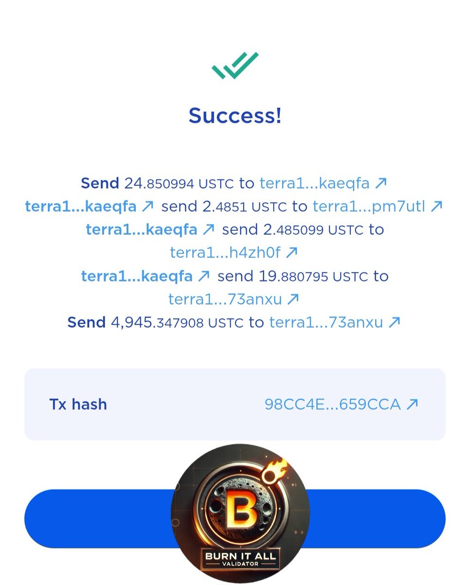 Happy 4th of July! ⚠️📢🔥🔥🔥
Week #95 and counting

4,970 USTC has been burned this week.

Shout out to Artemis &amp; Lunc Heroes Nft's for also helping to burn Ustc.  And big thank you to those who support delegate and donate to our BIA Validator.

Enjoy your weekend and be safe!