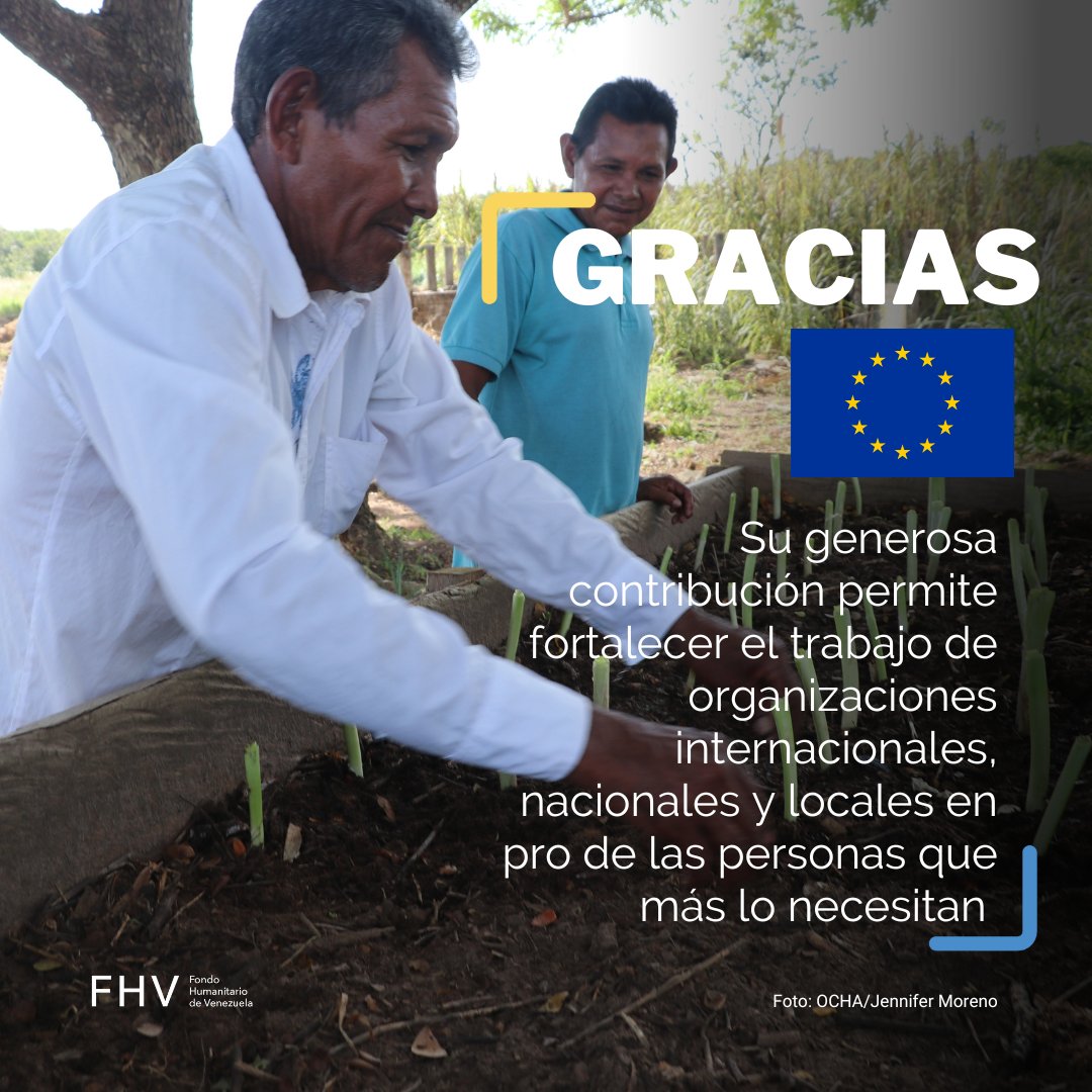OCHA_Venezuela's tweet image. OCHA Venezuela agradece a ECHO 🇪🇺 por su generosa contribución de 1.8 millones de euros al Fondo Humanitario de Venezuela 🇺🇳

Este aporte permite continuar apoyando a las organizaciones que, de forma articulada con autoridades, trabajan por el bienestar de las comunidades 🤝.