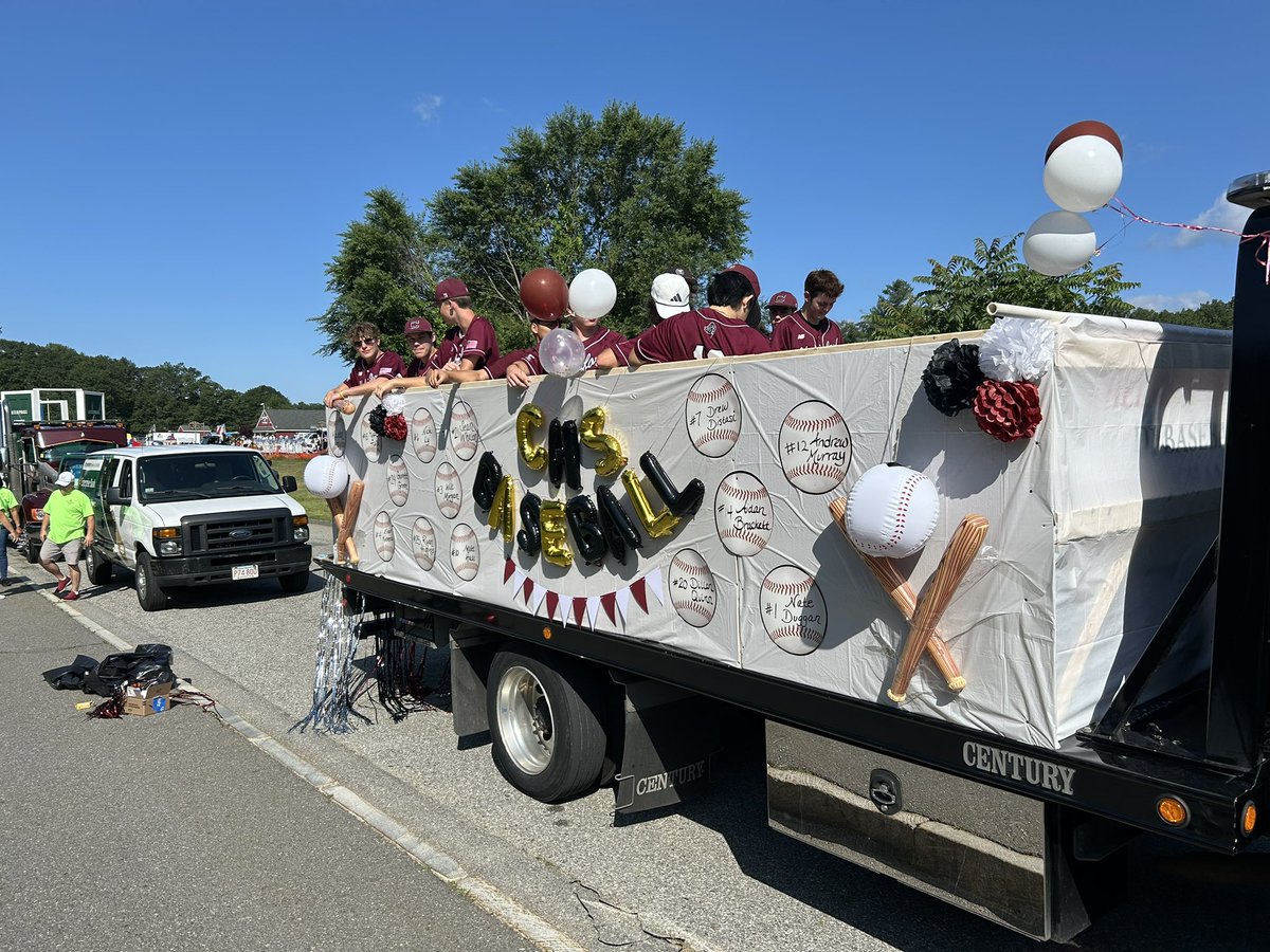 What a treat for the boys today to ride in the 4th of July parade. Huge thank you to Chase Towing (Randy and Joe) for the rig and ride…to Fred, Erika, Bill, Kerri, Dan and Bubba for float construction and to the town parade committee for honoring us! #statechamps