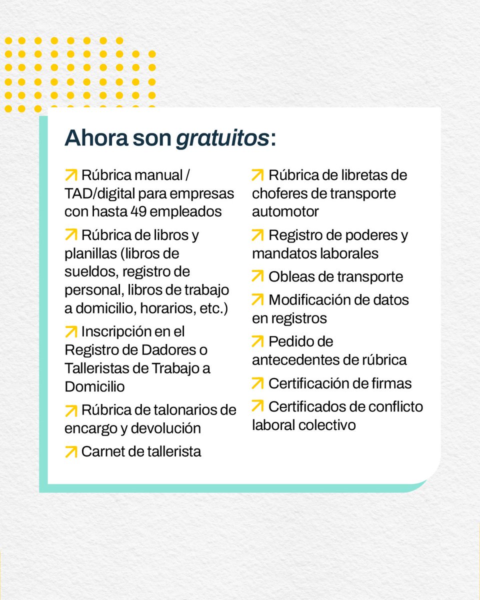 GabinoTapiaBA's tweet photo. Eliminamos los aranceles de varios trámites laborales para hacerlos más simples y accesibles.

👉🏼 A partir de la modificación del artículo 156 del anexo de la Ley 6.806, se actualizaron los valores y dejaron de tener costo gestiones clave para pymes, empleadores y trabajadores.

Una decisión que simplifica trámites y acompaña a quienes generan trabajo en la Ciudad.