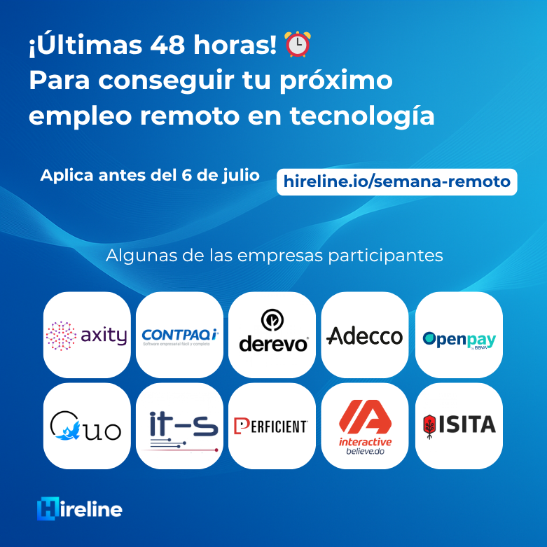 ⏰ ¡Últimas 48 horas!
para conseguir tu próximo empleo remoto en tecnología 🚀

¿Aún no has aplicado? Esta es tu oportunidad de dar el siguiente paso en tu carrera sin salir de casa.

✨ Más de +250 vacantes remotas en desarrollo, datos, ciberseguridad, infraestructura y más.
✨