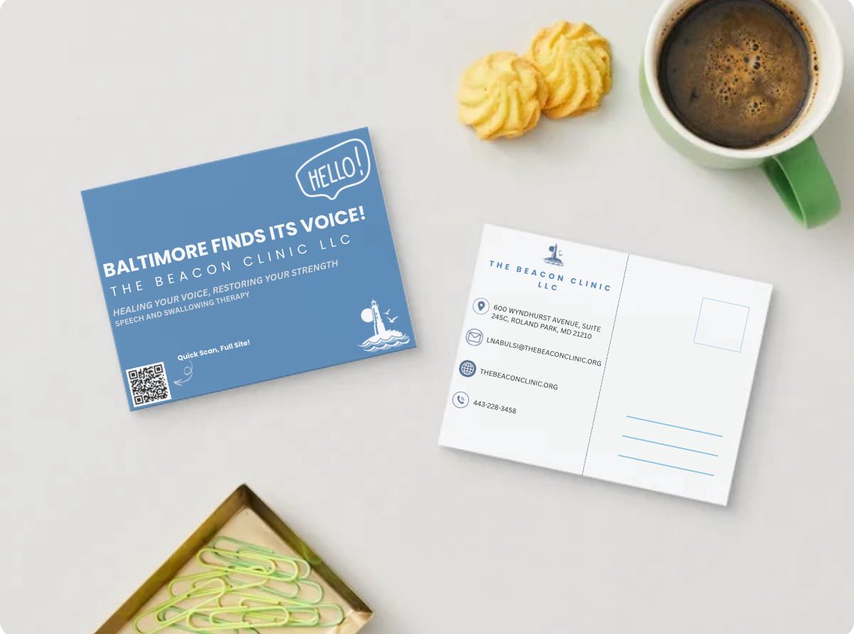 Exciting news from The Beacon Clinic LLC! 

We’re rolling out our brand-new postcards soon — designed with care, just like our services. 

Keep an eye on your mailbox… wellness is coming your way!

#SpeechTherapy #CognitiveCare #SwallowingSupport #TheBeaconClinicLLC #Swallowing