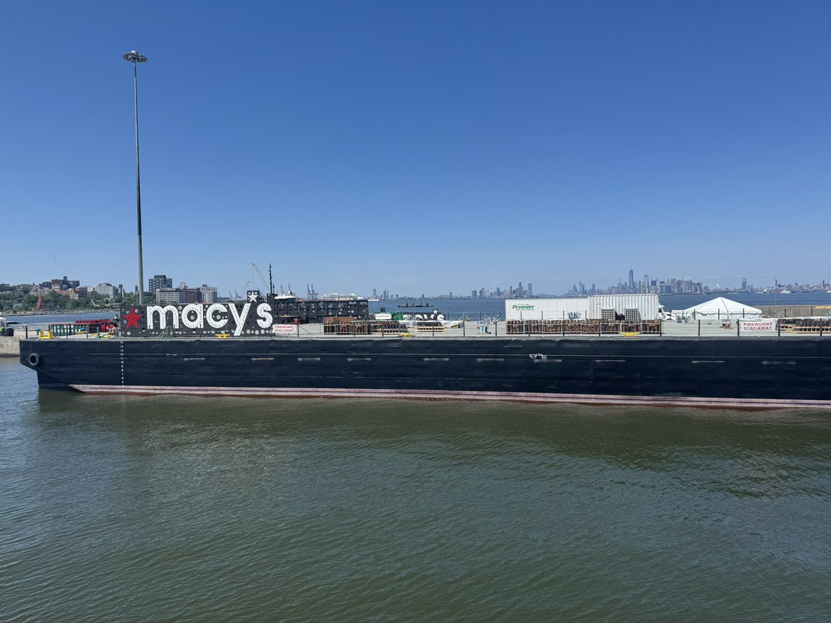 Getting ready to move the Fireworks barges into place for the NYC Macy’s 4th of July show