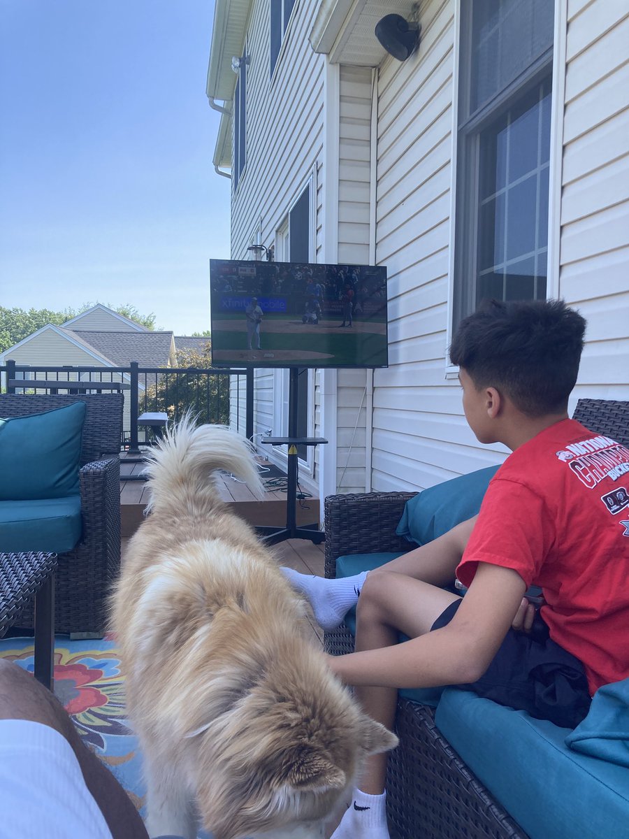 Chillin outside watching the Phillies on this gorgeous 4th of July day w my youngest and w the best pet in the country! My baby Sky!