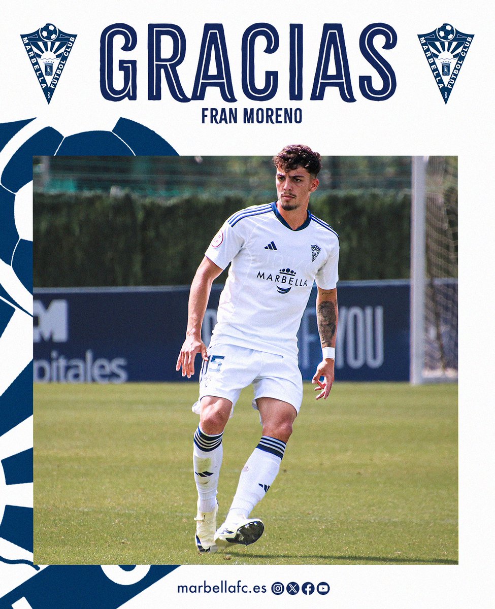 🆕️ El Marbella F.C. ha llegado a un acuerdo con Fran Moreno para la finalización del contrato que unía al jugador con nuestra entidad.

Le deseamos la mejor de las suertes en su futuro profesional.