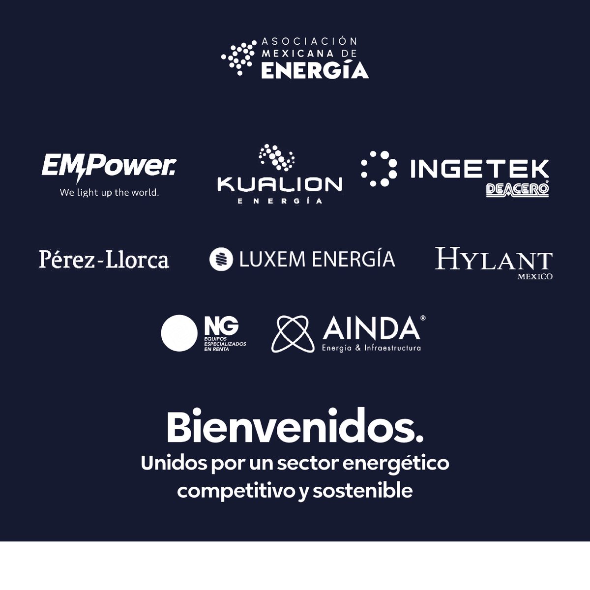 Damos la bienvenida a los nuevos Afiliados que se sumaron a la <a href="/AME_Energia/">Asociación Mexicana de Energía</a> en el primer semestre de 2025.

Juntos impulsamos la transición energética por medio de la colaboración público-privada y la innovación energética.

#VisiónAME #EnergíaQueConecta