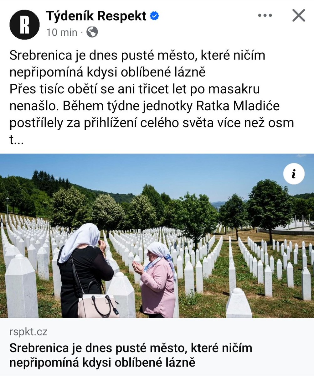 Jedan od najpoznatijih čeških tjednika <a href="/RESPEKT_CZ/">Týdeník Respekt</a> i njihova sjajna novinarka, moja divna <a href="/fajtovamajda/">Magdaléna Fajtová</a> u Srebrenici su već nekoliko dana i dnevno imaju po nekolio izuzetno važnih reportaža otamo. 🇧🇦🇨🇿🙏

#Srebrenica