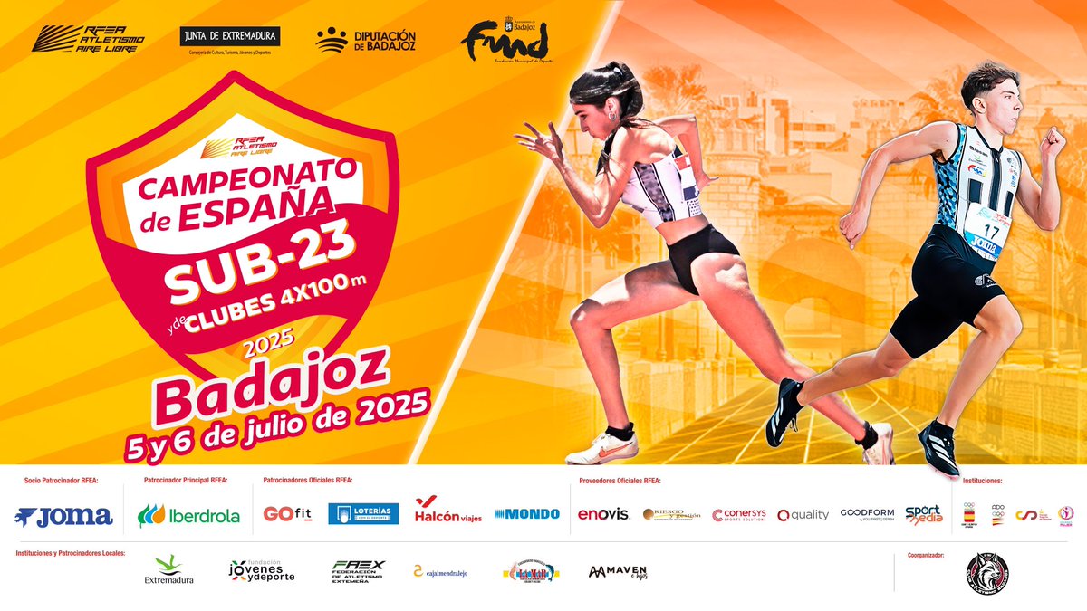 ASERVENBELO EF (@aservenbeloef) on Twitter photo Mañana dará comienzo el cto.España sub23 en Badajoz 📍.
15 atletas de <a href="/HIRUHERRI/">HIRU-HERRI ATLETIKO</a> y 2 de <a href="/ArdoiAtletismo/">Club Atletismo Ardoi</a> 👏🏽👏🏽👏🏽
Por parte de mi grupo:
1-Jihad en 1500m
2-Guinea en 800m
3-Mikel calvo en 4x100
Objetivos 🎯 claros Mañana dará comienzo el cto.España sub23 en Badajoz 📍.
15 atletas de <a href="/HIRUHERRI/">HIRU-HERRI ATLETIKO</a> y 2 de <a href="/ArdoiAtletismo/">Club Atletismo Ardoi</a> 👏🏽👏🏽👏🏽
Por parte de mi grupo:
1-Jihad en 1500m
2-Guinea en 800m
3-Mikel calvo en 4x100
Objetivos 🎯 claros