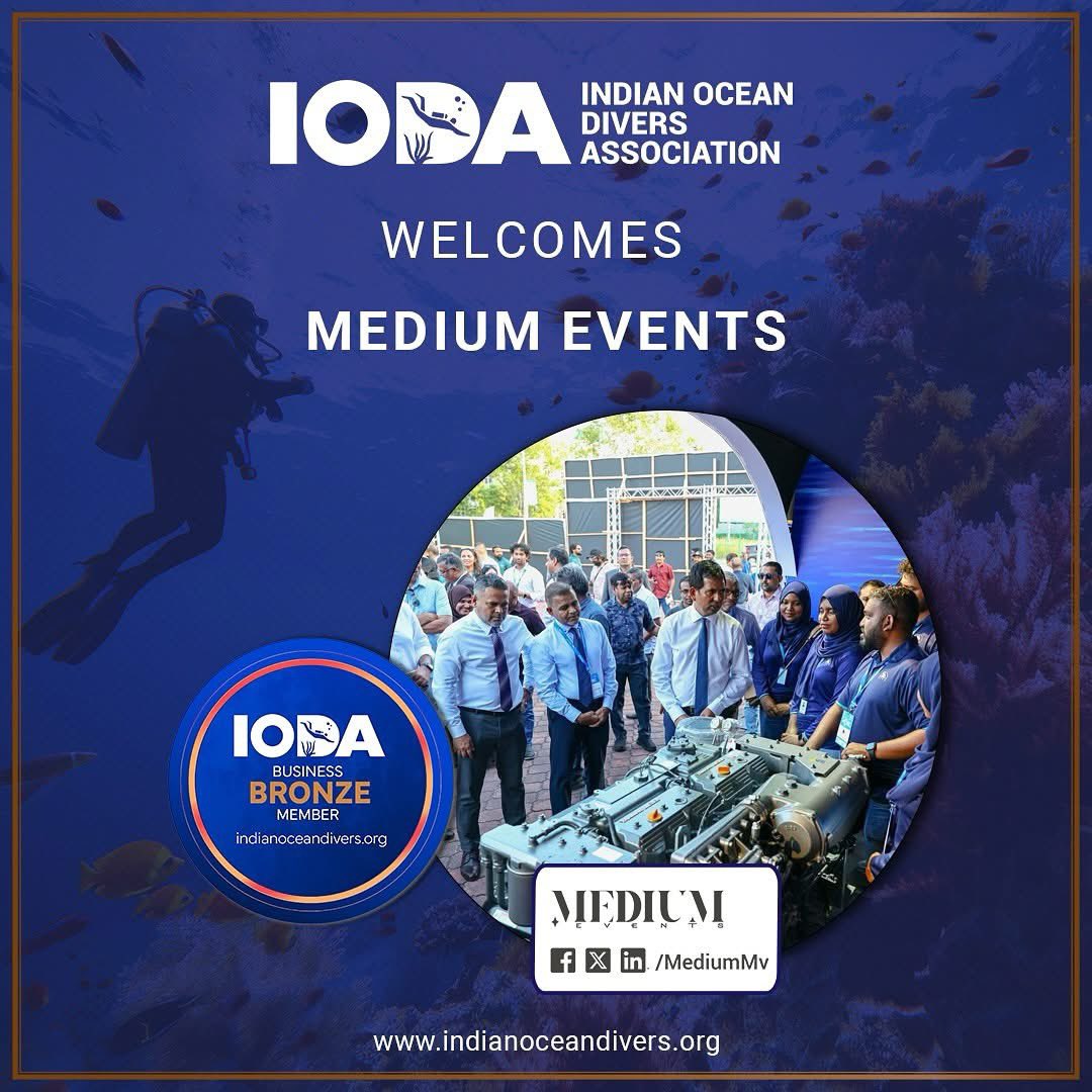 IODA welcomes <a href="/MediumMv/">MEDIUM Events Pvt Ltd</a> to this exciting journey.

Indian Ocean Divers Association  is more than just a community of divers, it is a movement dedicated to preserving the rich marine biodiversity of the Indian Ocean, promoting responsible and sustainable dive tourism.
