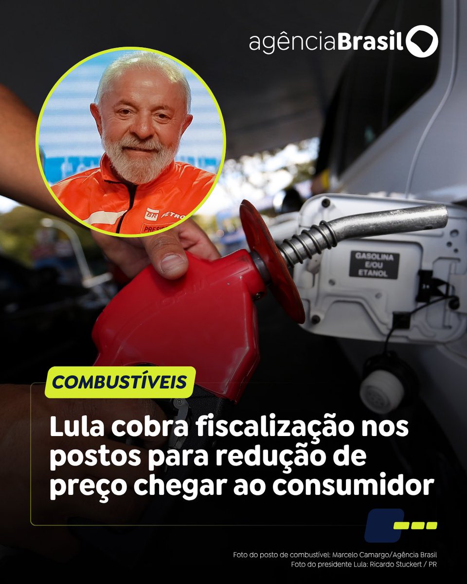 COMBUSTÍVEIS | O presidente Lula cobrou, nesta sexta-feira (4), que os órgãos de defesa do consumidor fiscalizem os preços dos combustíveis para que a população pague o valor justo pelos produtos. 

Leia: trk.ebc.com.br/k65Cw