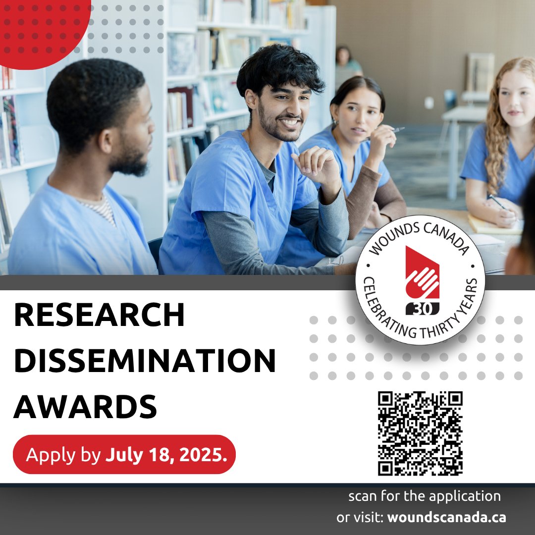 The 2025 Wounds Canada Research Dissemination Awards are open!

If you've conducted research on diabetic foot ulcers or pressure injuries between 2022 and 2025 and are working to publish your findings, you could be eligible for one of two $1,000 awards.

 woundscanada.ca/researcher/202…