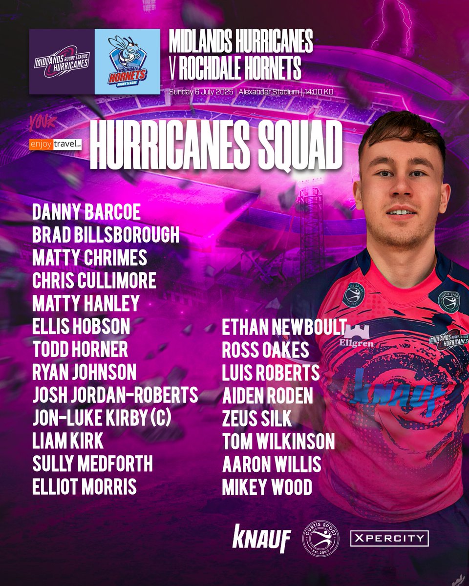 📝 | Here is YOUR <a href="/EnjoyTravelUK/">EnjoyTravel.com</a> 21-man squad to take on <a href="/RochdaleHornets/">Rochdale Hornets</a>! 

🎟️ | Buy your tickets now: eventlist.store/midlandshurric…

#DARETODREAM