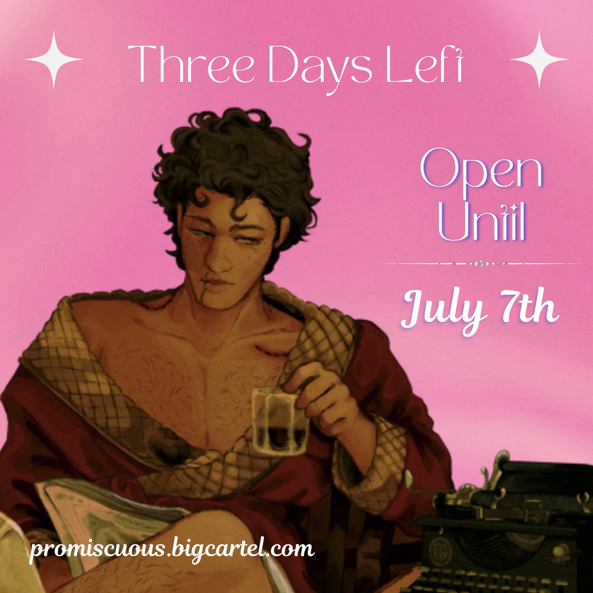 PromiscuousZine's tweet image. ✨🌸 THREE DAYS LEFT 🌸✨

Preorders will be open for one more week!!! They will now close on July 7th!!! Get those orders in while you can ✨💗

🗓️ Deadline: July 7th 🗓️

Artist: @fruitgravy 

🛒promiscuous.bigcartel.com