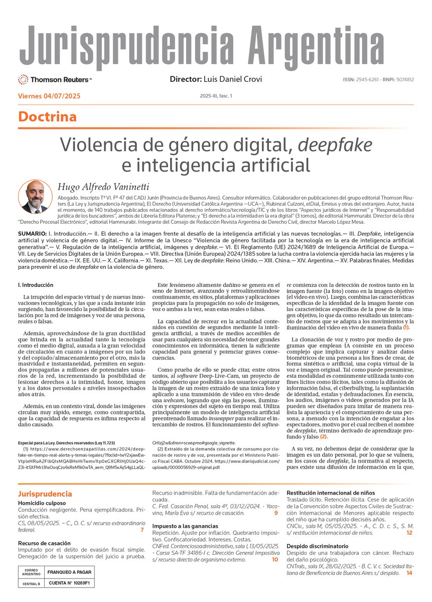 TRLaLey - Redacción Jurídica (@laleyredaccion) on Twitter photo 📚𝐉𝐮𝐫𝐢𝐬𝐩𝐫𝐮𝐝𝐞𝐧𝐜𝐢𝐚 𝐀𝐫𝐠𝐞𝐧𝐭𝐢𝐧𝐚
En esta edición contamos con la colaboración de Hugo Alfredo Vaninetti <a href="/VaninettiHugo/">Hugo Vaninetti</a> 📚𝐉𝐮𝐫𝐢𝐬𝐩𝐫𝐮𝐝𝐞𝐧𝐜𝐢𝐚 𝐀𝐫𝐠𝐞𝐧𝐭𝐢𝐧𝐚
En esta edición contamos con la colaboración de Hugo Alfredo Vaninetti <a href="/VaninettiHugo/">Hugo Vaninetti</a>
