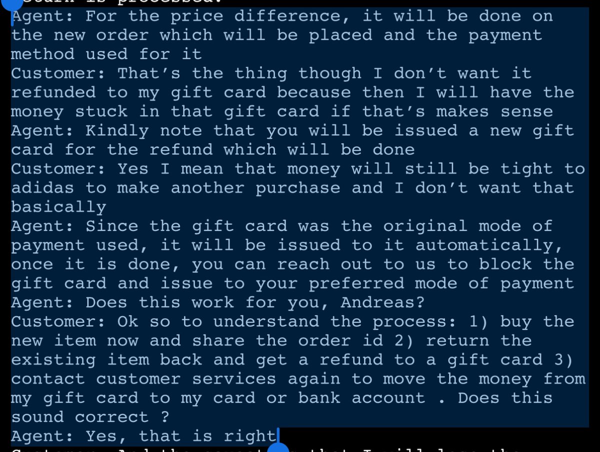 Duskfall's tweet photo. So basically now #adidas says that this cannot happen. Does this mean that I have to pay for the lack of training that your employees have?
This is part of the original saved transcript that I saved. Abhorrent 

#consumerRights 
#CustomerServiceFail https://t.co/MkVAeia9VJ