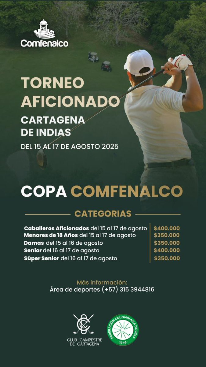 El Torneo Aficionado Cartagena de Indias 2025 'Copa Comfenalco' 🏆 regresa en agosto 🗓️.
🗞️ shorturl.at/d1VKd