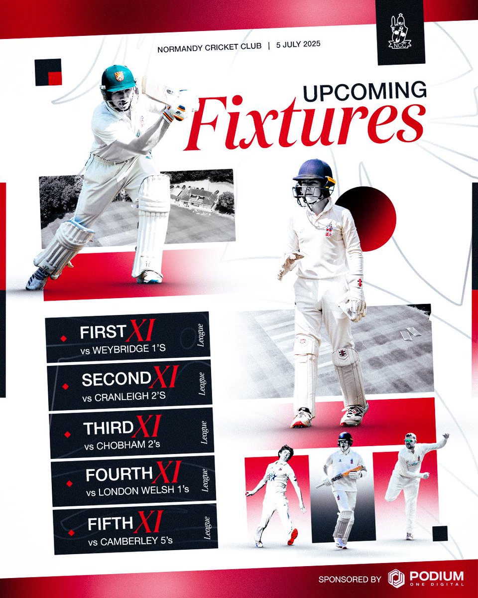 #NCC Upcoming Fixtures 🙌

We have a big weekend ahead as we near the halfway point of the season! 😮‍💨

Some crucial games coming up for the #Knights 🏏

#NormandyCricketClub