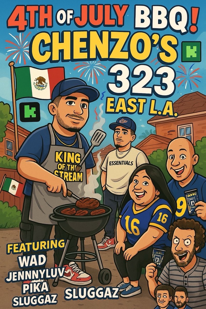 Chenzo's tweet image. WE ARE LIVEEEEEEEEEEE
1ST OFFICIAL 323 4TH OF JULY BBQ
FREE DRINKS. FREE FOOD. FREE CONTENT
HAPPY 4TH OF JULY
CLICK HERE
kick.com/chenzo