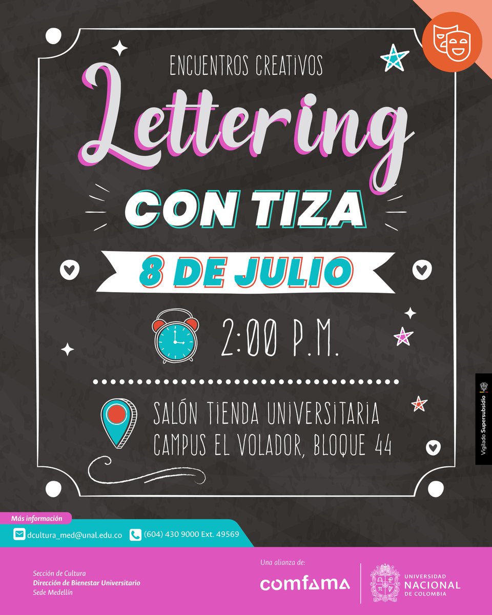 #SomosCulturaUNAL | 🎨✨ ¡Dale color a tus palabras! 
Una tarde para explorar tu creatividad, aprender nuevas técnicas y dejar mensajes que se queden en el corazón 💛 Inscríbete aquí 👇🏾
forms.gle/HiMMH8KfeYs11n…
#SomosBienestarUNAL