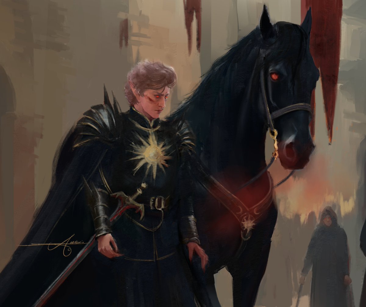 Fear in their eyes
Ash raining from the blood orange sky

[some of my post-canon scenes]  

#Astarion #BaldursGate3 #BG3 #DarkFantasy #DnD