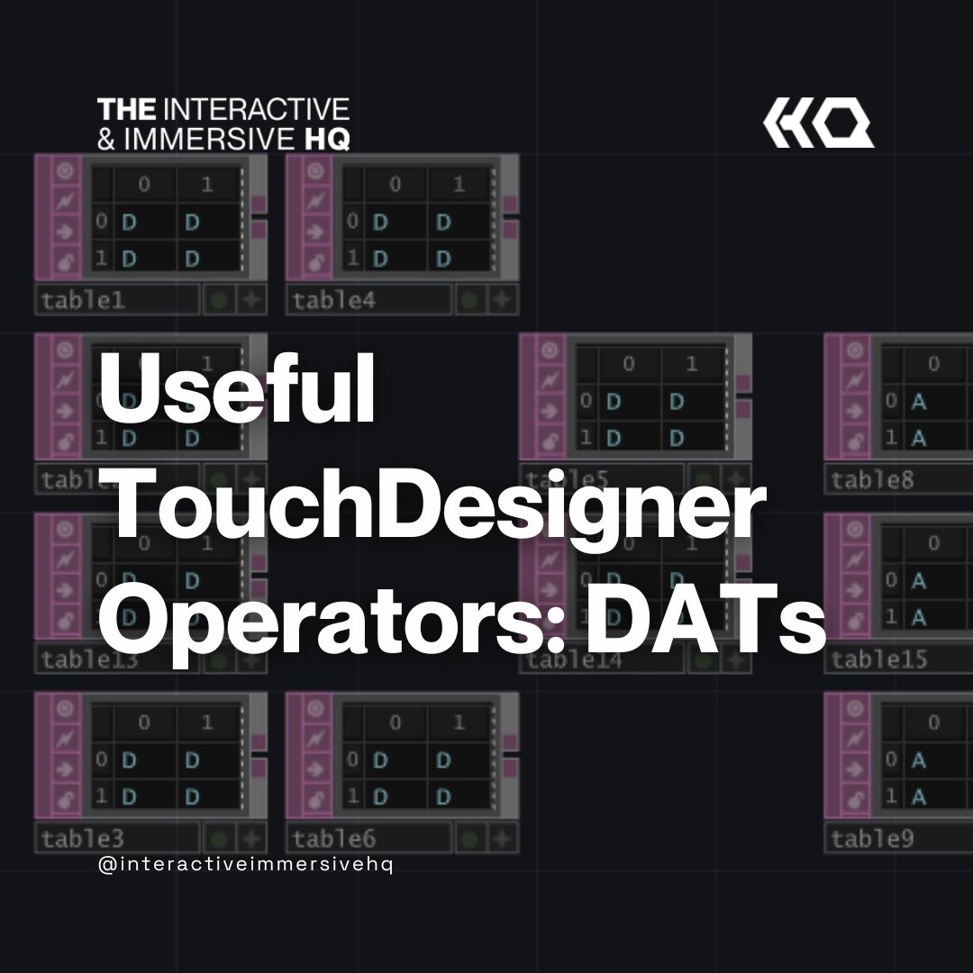 ImmersiveHq's tweet image. In this post, we take a look at a number of useful DATs in TouchDesigner, including operators that are used for generating and processing data: iihq.tv/4kp6rZL

#interactiveimmersivehq #touchdesigner @1null1
