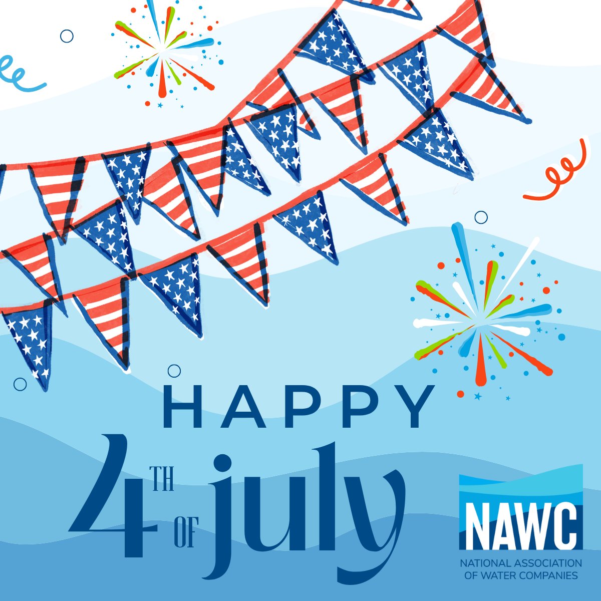 NAWCH2O's tweet image. Happy Independence Day! 🇺🇸 Cheers to freedom, clean water, and community! 🌊🎇