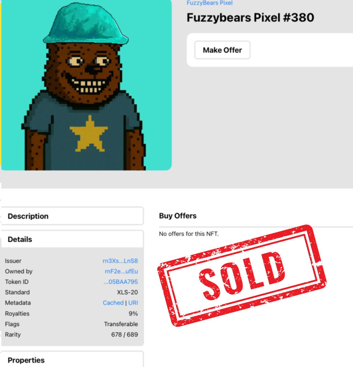 FuzzybearsPixel's tweet photo. 🚨 MINT ALERT!
🐻 Fuzzy Bears Pixel has just been MINTED & SOLD!
🔥 The hype is real don’t miss your chance to grab your own pixelated bear!
🎯 Mint now before it’s GONE:
👉 https://t.co/sKCCbBBti4
📢 #FuzzyBearsPixel #XRPCommunity #XRPArmy #nftpixel #pixelart #NFT #fuzzybearspixelnft