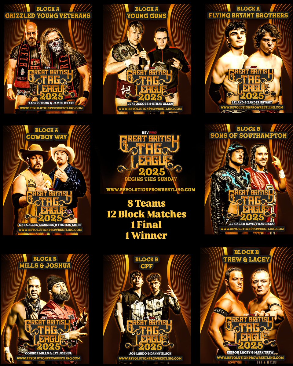The Summer Of RevPro just keeps getting hotter.

GYV Vs YG: bucket list match.
3x tag team EDUCATIONS for the Bryants.
Gibson &amp; Manders in the same ring 😳
SOS ready to rule the f'n roost.
Trew &amp; Lacey ready to play spoiler.
CPF put '23 Tag League right.
Jay &amp; Mills' retribution.