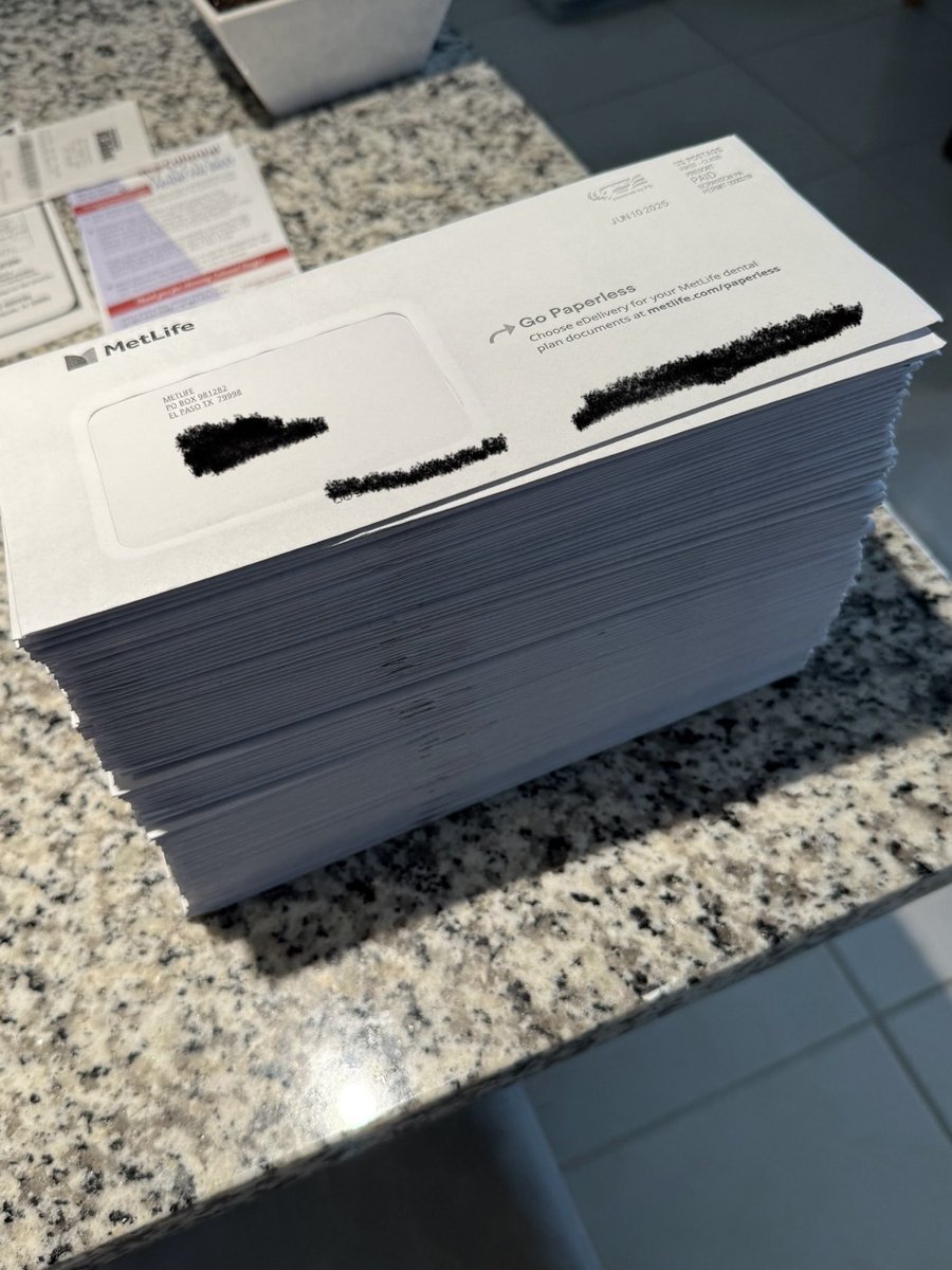 Hey <a href="/MetLife/">MetLife</a> - any chance we can get you to stop sending the same EOB for $0.00 every business day for over a year? We’ve called and they still come.