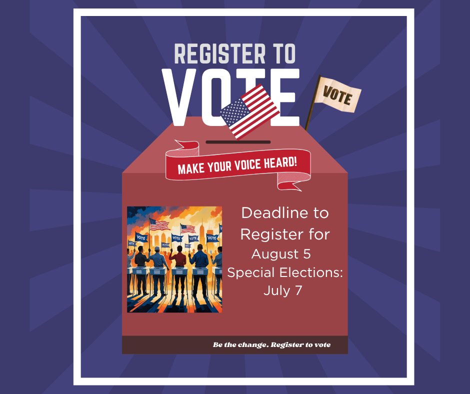 Happy Independence Day!  If you live in Senate districts 1, 2, 11, 42 or 44 or House Districts 16 or 41, there is still time to register vote at your circuit clerk's office or mail-in application must be postmarked by July 7.  sos.ms.gov/content/docume…