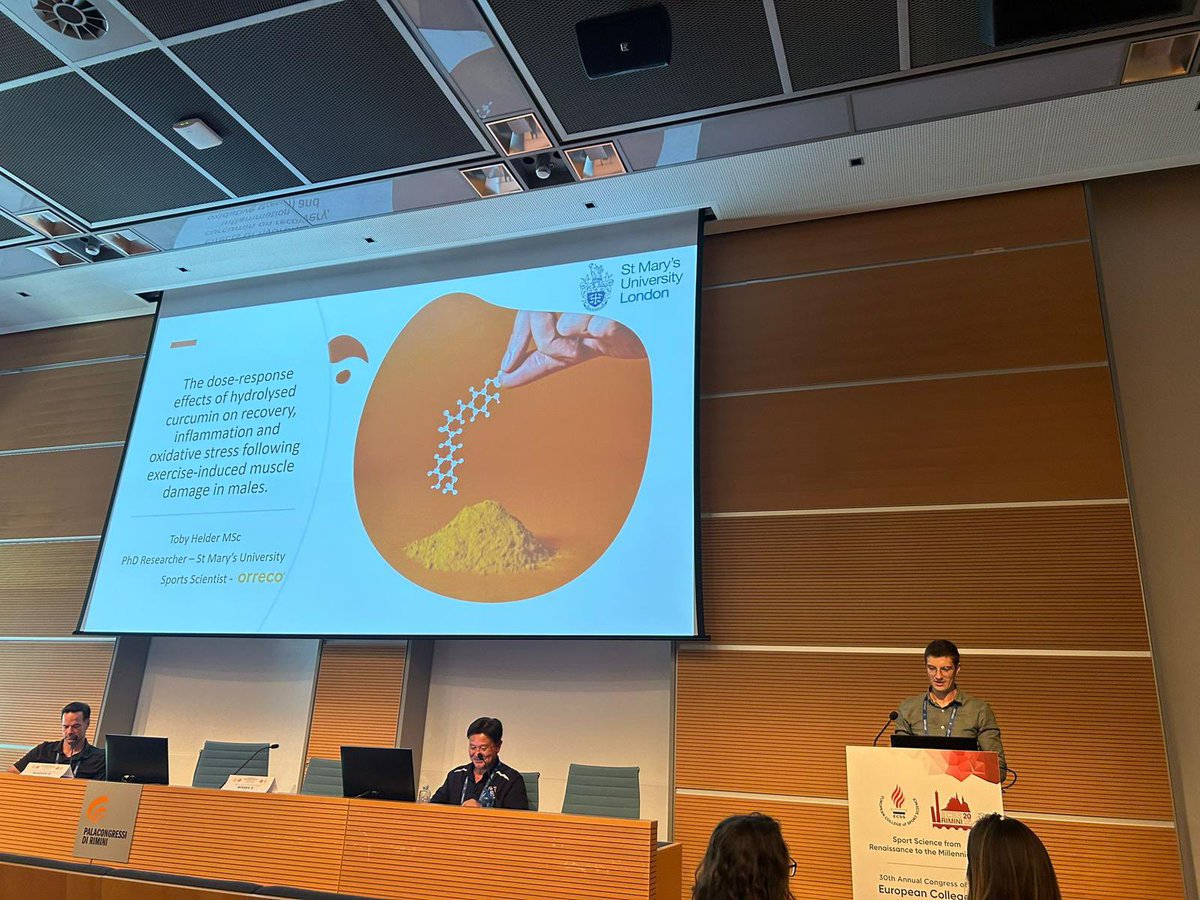 ORRECO1's tweet image. Well done to Toby Helder of @ORRECO1 and St Mary’s University, Twickenham
Toby spoke this week at the @E_C_S_S conference in Rimini, Italy. He presented during the Muscle Damage and Recovery session, sharing his findings from his pre-published research. His study explored the…