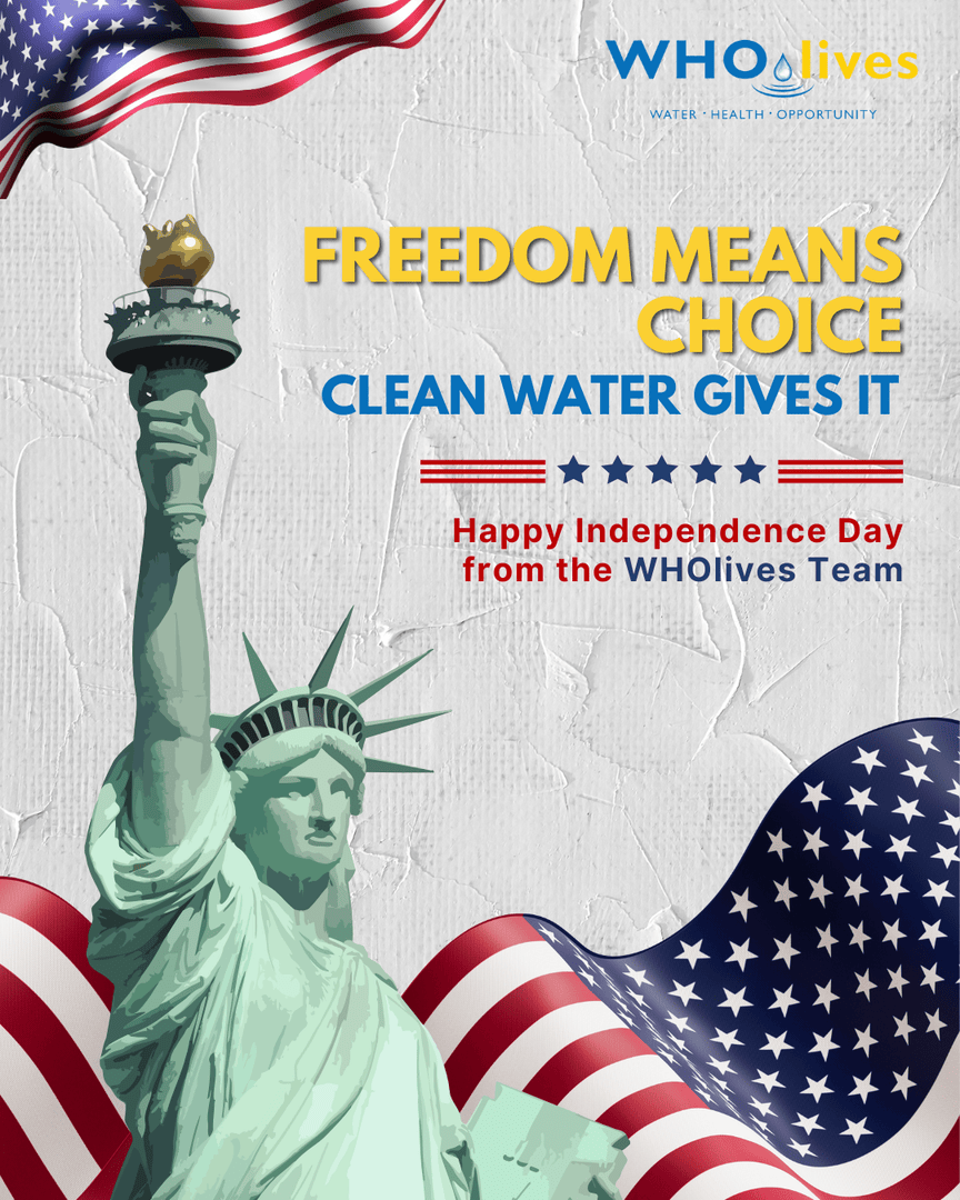 On this Independence Day, we celebrate the freedom we’re blessed with and remember those who are still fighting for theirs.

#IndependenceDay #July4th #FreedomToThrive #CleanWaterForAll #WHOlives #WaterIsFreedom #GiveWaterGiveHope