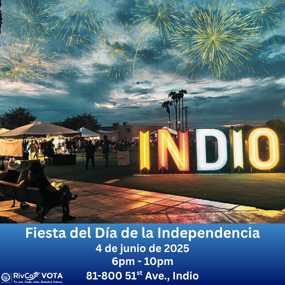 RivCoRegistrar's tweet image. 🎉 The ROV Outreach Team is on the move and heading to Indio to celebrate the 4th of July with YOU!
🎉 ¡El equipo de Alcance del Registro de Votantes está en movimiento y se dirige a Indio para celebrar el 4 de julio contigo!