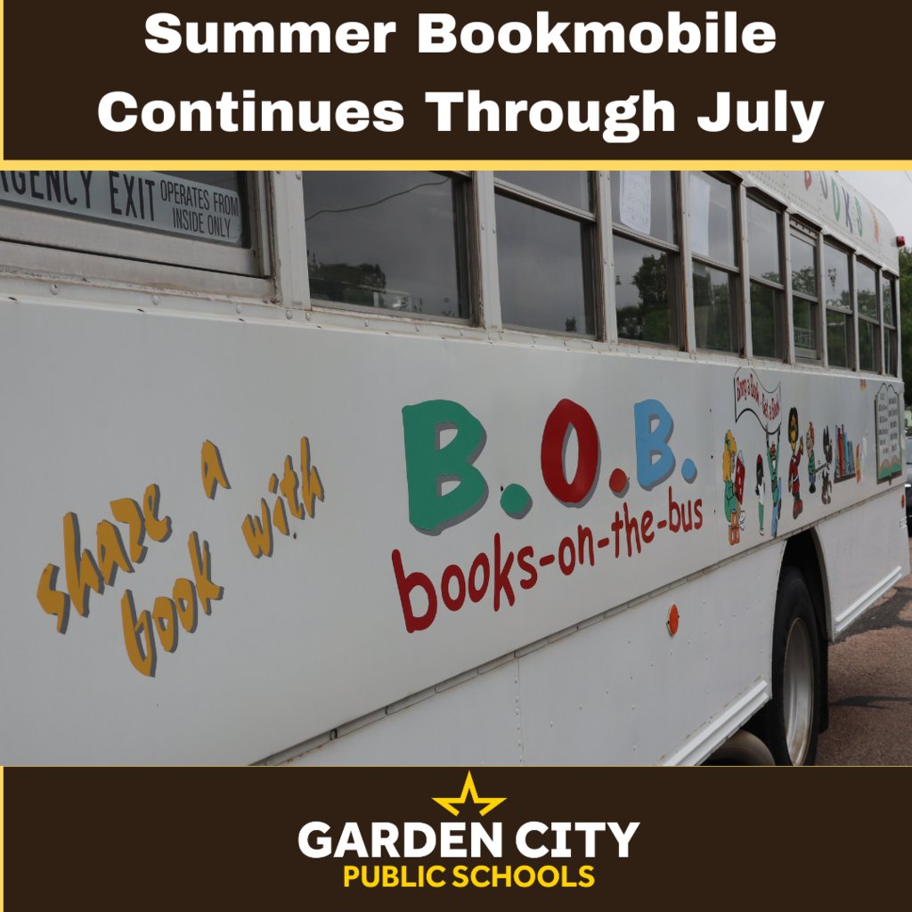 The USD 457 Books on the Bus program will continue during the month of July. The Bookmobile's last scheduled visit will be held on July 27, 2025. gckschools.com/article/2237190