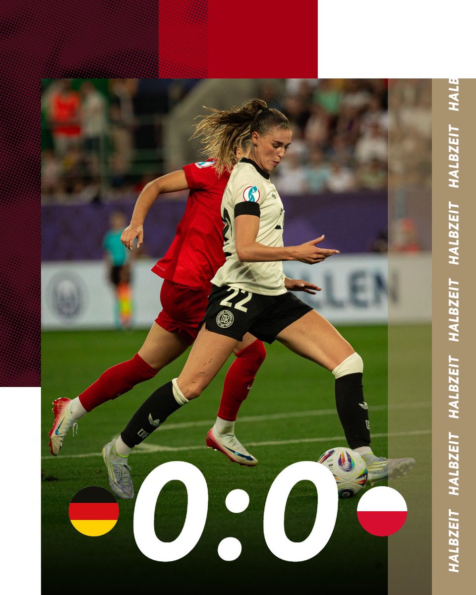 DFB_Frauen's tweet photo. Keine Tore zur Pause.
Weiter alles reinhauen im zweiten Durchgang! 👏

#WEURO2025 #GERPOL 0:0
📸 Yuliia Perekopaiko/DFB https://t.co/xLMjyomicg