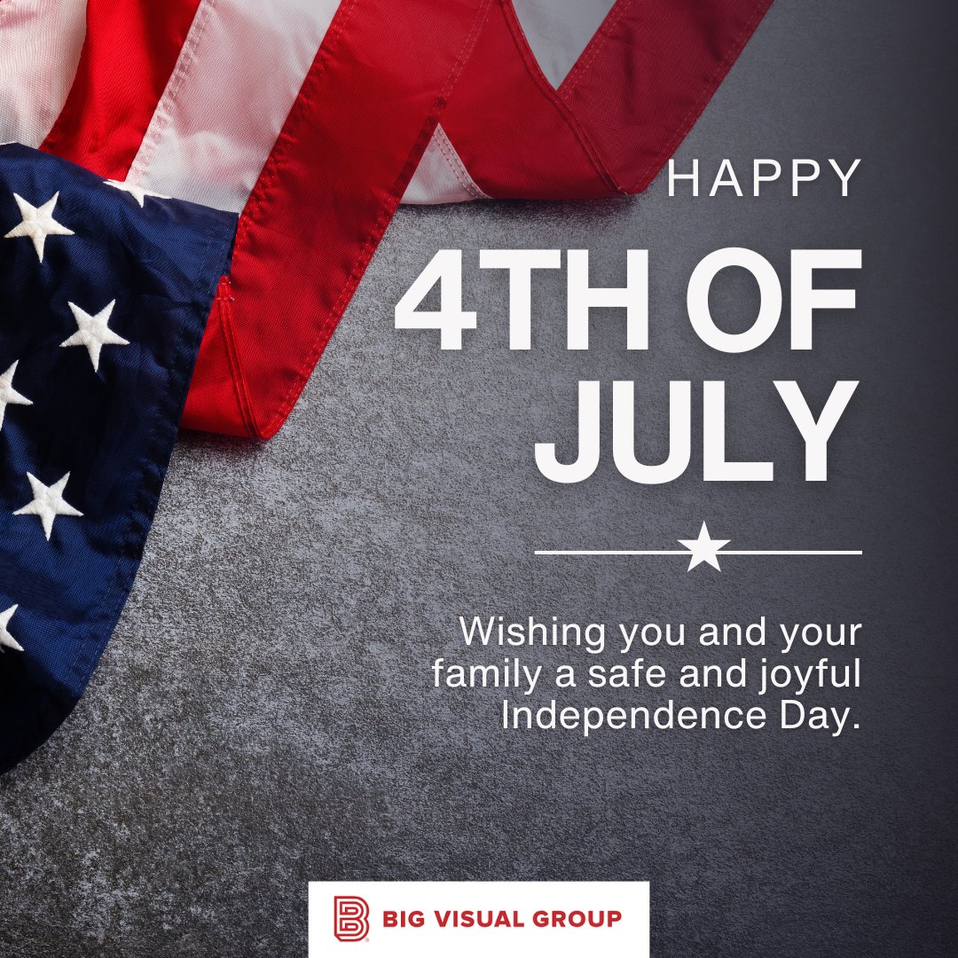 bigvisual_group's tweet image. Happy Independence Day from Big Visual Group!

We’re proud to support Nashville businesses with patriotic displays, storefront graphics, and large-format signage that make a statement—today and every day.
 Wishing you a safe and memorable 4th of July.